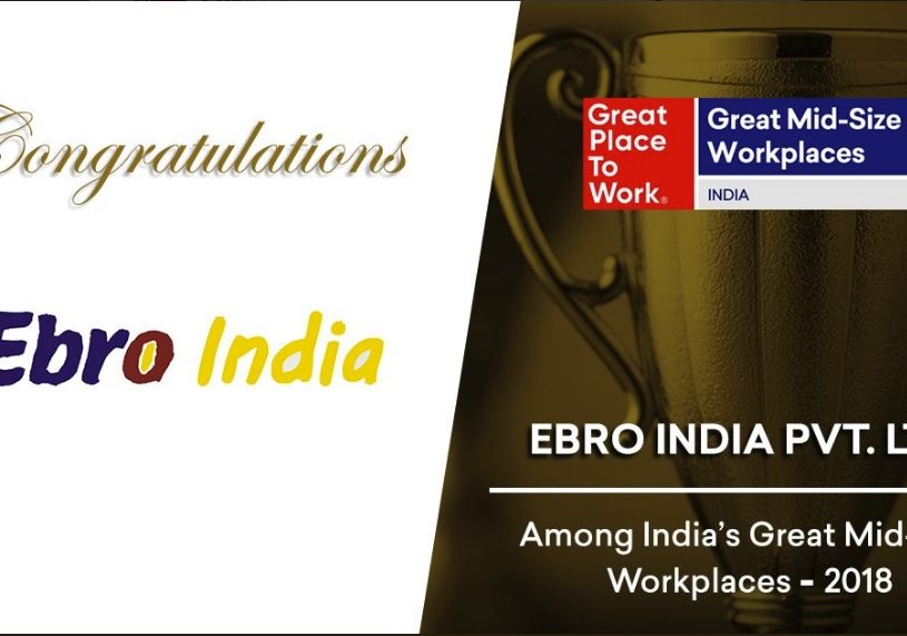 Nuestra Sociedad Ebro India se alza con el puesto n°11 del India's Great Mid-Size Workplaces - 2018